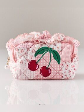 Shiraleah Quilted Cherry Valentine Cosmetic Bag